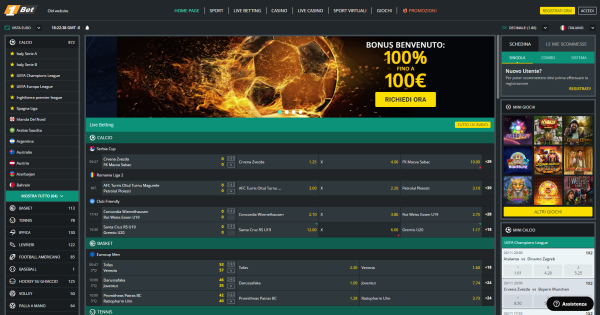 1Bet scommesse home page